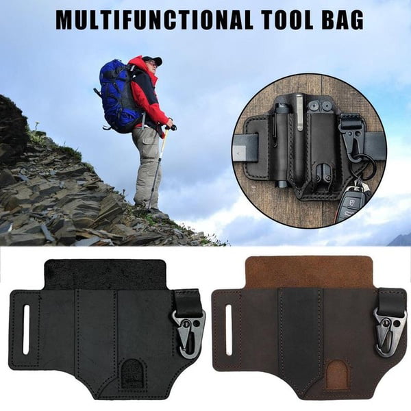 Multitool Leather Sheath EDC Holder Pocket Organizer Case Waist Belt Pouch Bag